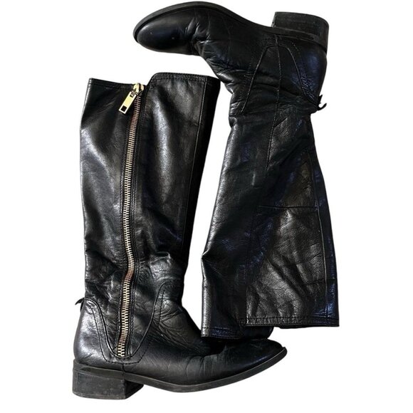 Aldo Women's Black Leather Knee High Boots Size 7 - Picture 1 of 8